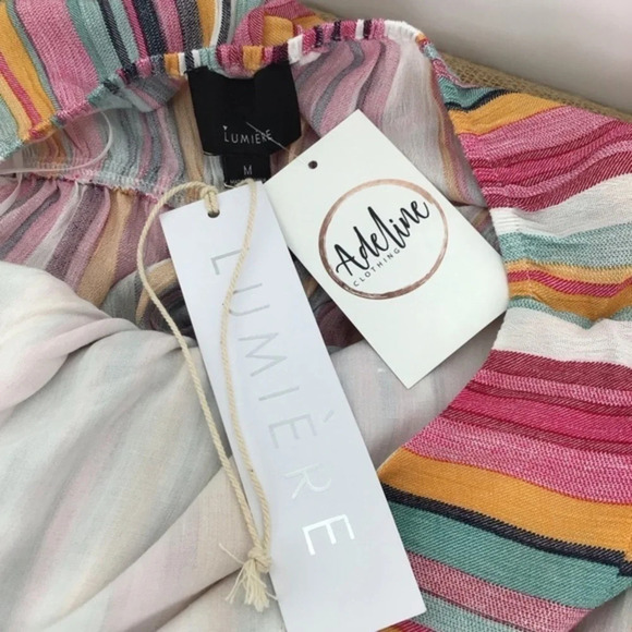 Lumbere Women’s Striped Jumpsuit NWT Summer Beach Size Medium - Picture 4 of 6